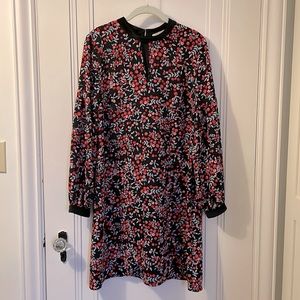 LOFT dress with neck cutout and velvet trim, like new